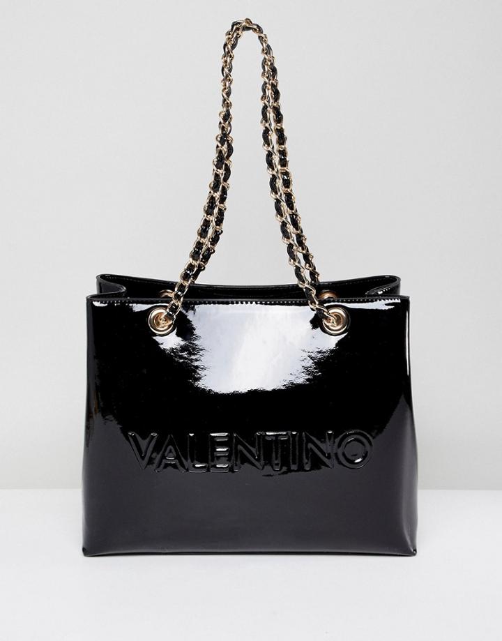 Valentino By Mario Valentino Patent Black Tote Bag - Black