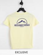 Reclaimed Vintage Inspired Unisex Fitted T Shirt In Yellow With Scenic Logo-orange