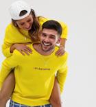 Life Is Beautiful Unisex Embroidered Sweatshirt - Yellow