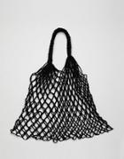 Monki Crochet Net Shopper In Black - Black
