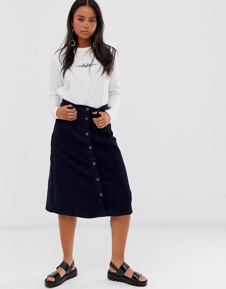 Noisy May Button Through Skirt - Navy