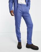 Gianni Feraud Slim Fit Suit Pants In Blue Herringbone