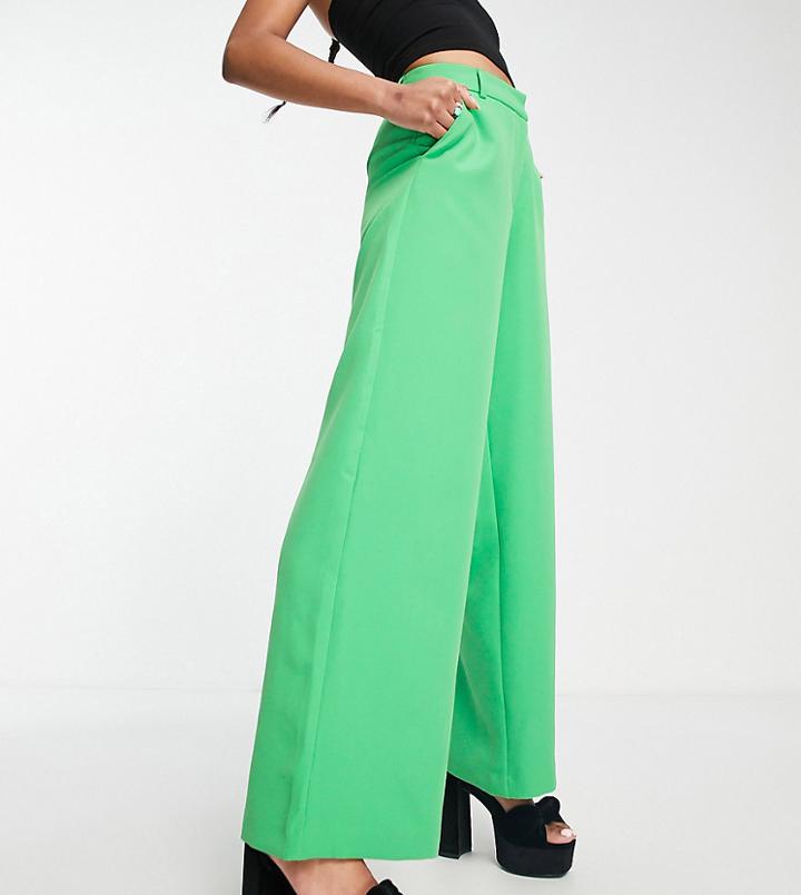 Vila Petite Exclusive Tailored Suit Wide Leg Pants In Mint Green