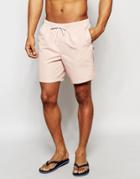 Asos Mid Length Swim Shorts In Pastel Pink - Dusty Pink