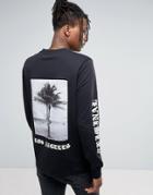 Criminal Damage Long Sleeve T-shirt With Sleeve And Back Print - Black
