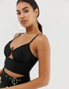 4th & Reckless Crop Top With Vertical V Wire Detail In Black - Black