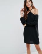 Vero Moda Cold Shoulder Tunic Dress - Black