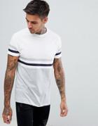 Asos Design T-shirt With Color Block And Raglan Sleeves - White