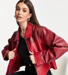 Asos Design Tall Faux Leather 70s Jacket In Red