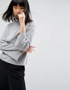 Asos Sweater With High Neck And Bell Sleeves - Gray