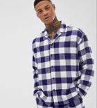 Asos Design Mix & Match Woven Pyjama Shirt In Gingham-navy