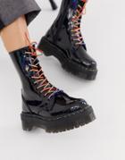 Dr Martens Jadon X Flatform Chunky Leather Boots In Black Rainbow - Black
