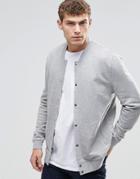 Asos Bomber With Snaps In Grey Marl - Gray Marl