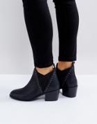 Rule London Pinstud Kitten Heel Leather Boot - Black