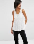 Vero Moda Tiered Button Through Shell Top - White