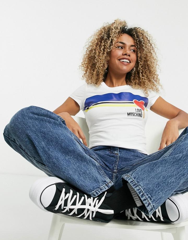 Love Moschino Retro Logo T-shirt In White