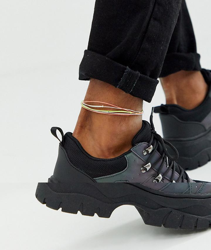 Asos Design Skinny Neon Anklet Fabric Pack - Multi