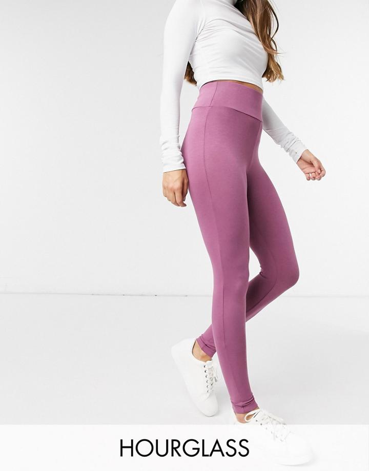 Asos Design Hourglass Legging With Deep Waistband In Berry-red