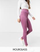 Asos Design Hourglass Legging With Deep Waistband In Berry-red