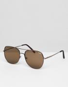 Quay Aviator Sunglasses In Brown - Brown