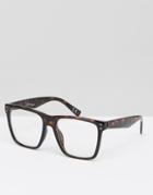 Jeepers Peepers Square Clear Lens Glasses In Tort - Brown