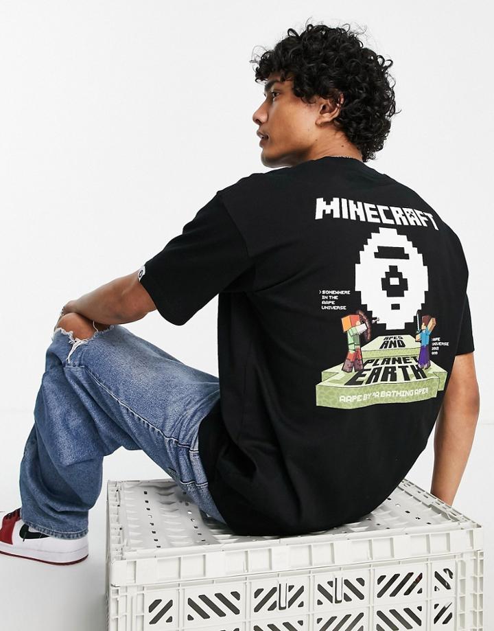 Aape By A Bathing Ape X Minecraft Target Back Print T-shirt In Black