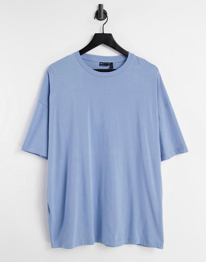 Asos Design Organic Oversized T-shirt In Washed Blue-blues