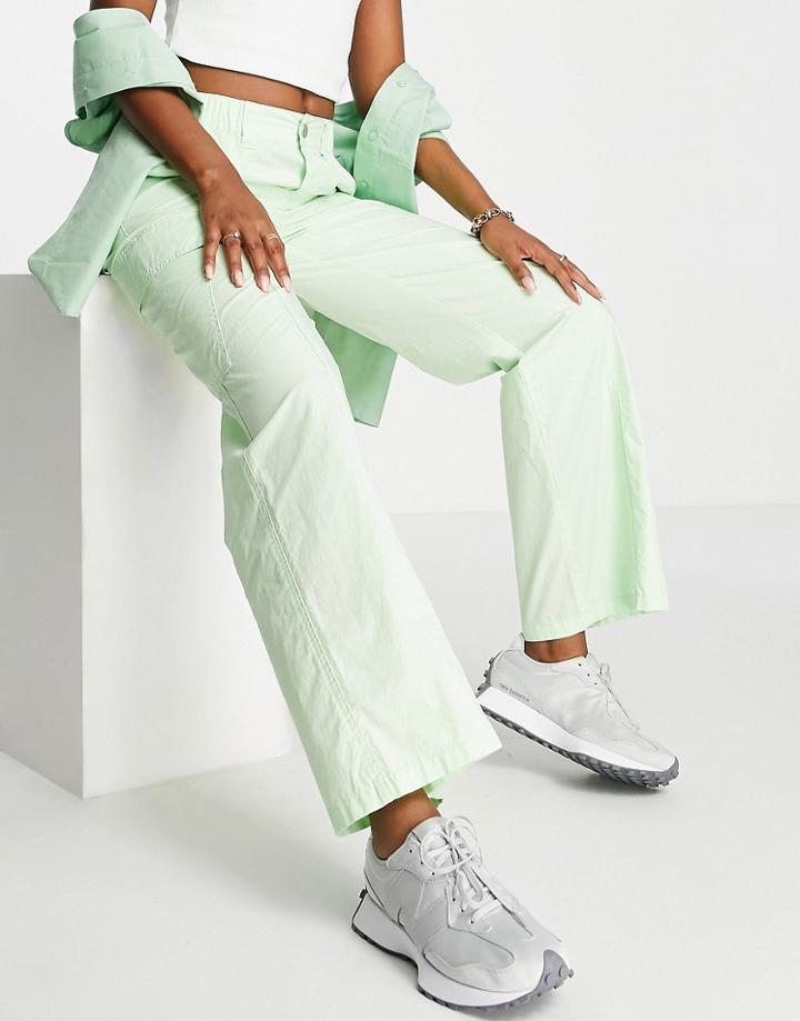 Asos Design 00's Low Rise Cargo Pants In Bright Lime-green