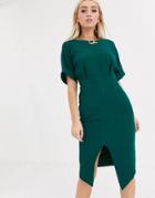 Asos Design Wiggle Midi Dress-green
