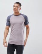 Asos Design Muscle Fit Contrast Raglan T-shirt - Multi