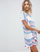 Surf Gypsy Beach Striped Printed Tassel Cover-up - Multi