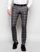 Noose & Monkey Plaid Pants In Super Skinny Fit - Gray