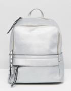 Melie Bianco Vegan Leather Backpack - Silver