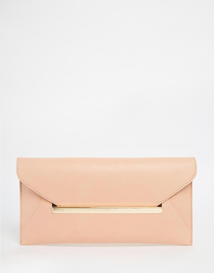 Asos Slot Through Bar Clutch Bag - Nude