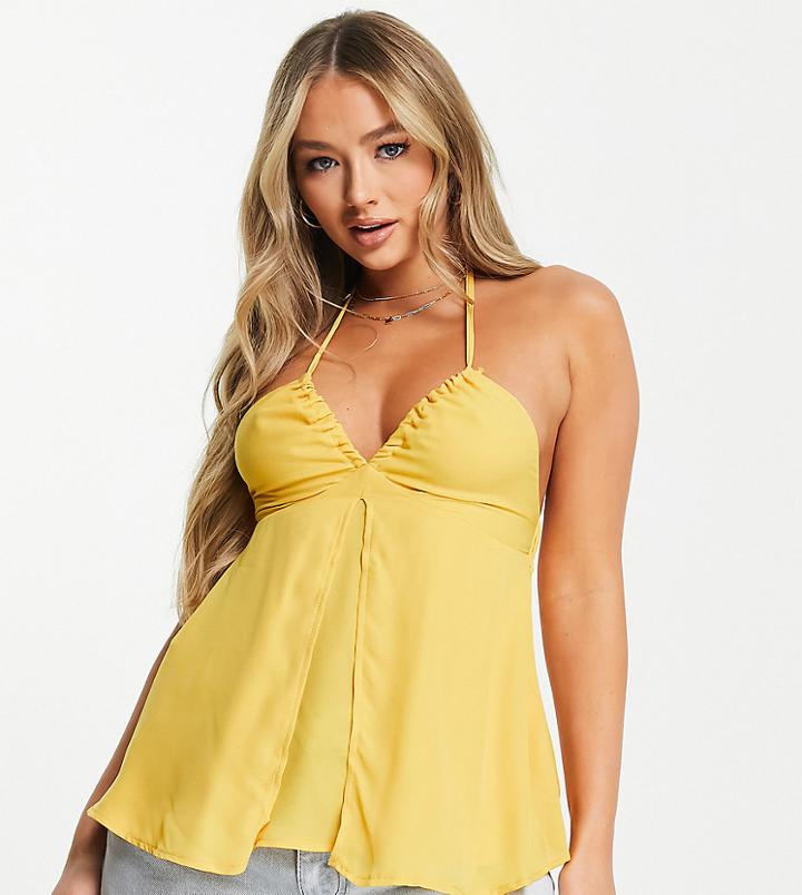 Asyou Split Front Halter Top In Orange