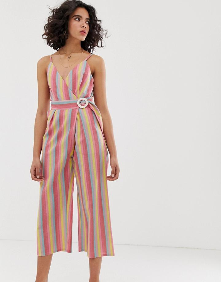 Moon River Rainbow Stripe Jumpsuit - Multi