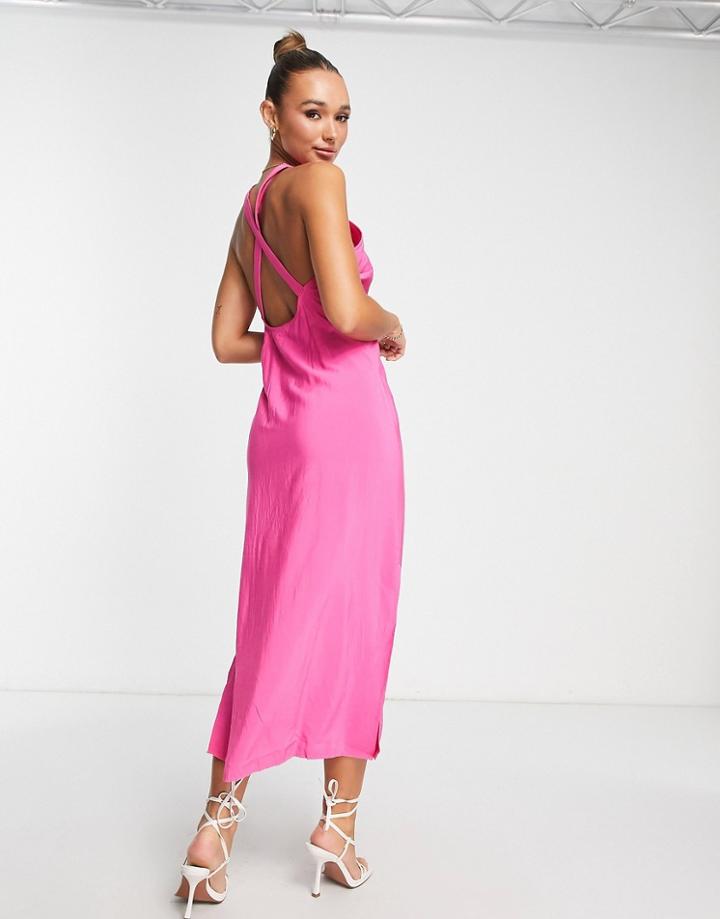 Y.a.s Satin Midi Dress In Pink