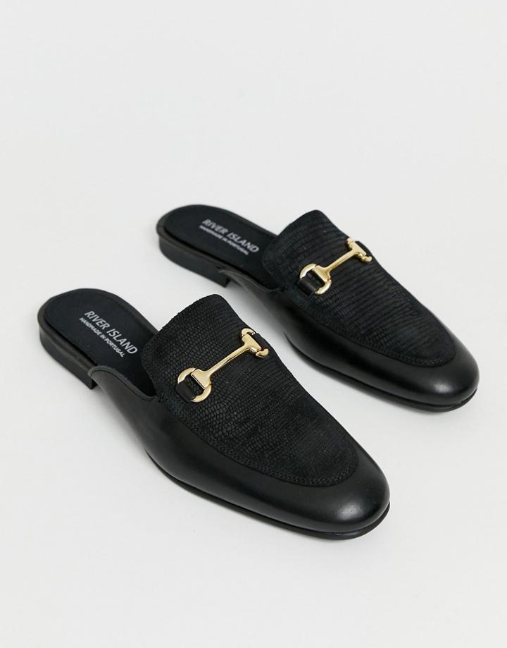 River Island Backless Loafers In Black