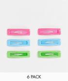 Asos Design Pack Of 6 Hair Clips In Bright Colors-multi
