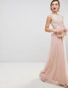 Frock & Frill Tulle Maxi Dress With Embellished Upper - Pink