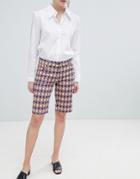 Asos Design Straight Leg Shorts In Tile Print - Multi