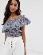 French Connection Lavande Gingham Top-multi