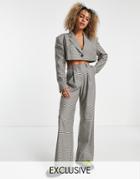 Collusion Wide Leg Check Pants With Deep Pleats - Part Of A Set-multi
