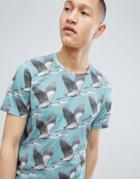 Ted Baker T-shirt In Blue With Bird Print - Blue