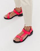 Asos White Bluebell Leather Sporty Sandals In Neon Pink - Pink