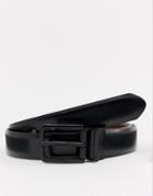 Peter Werth Leather Belt With Matte Black Buckle - Black