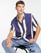 Topman Stripe Shirt In Blue And White-blues