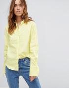 Warehouse Ruched Sleeve Stripe Shirt - Yellow