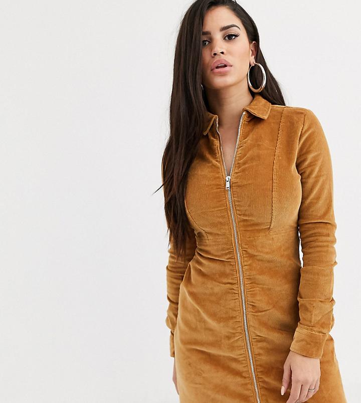 Noisy May Petite Zip Through Cord Mini Dress