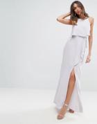 Asos Crop Top Thigh Split Maxi Dress - Purple
